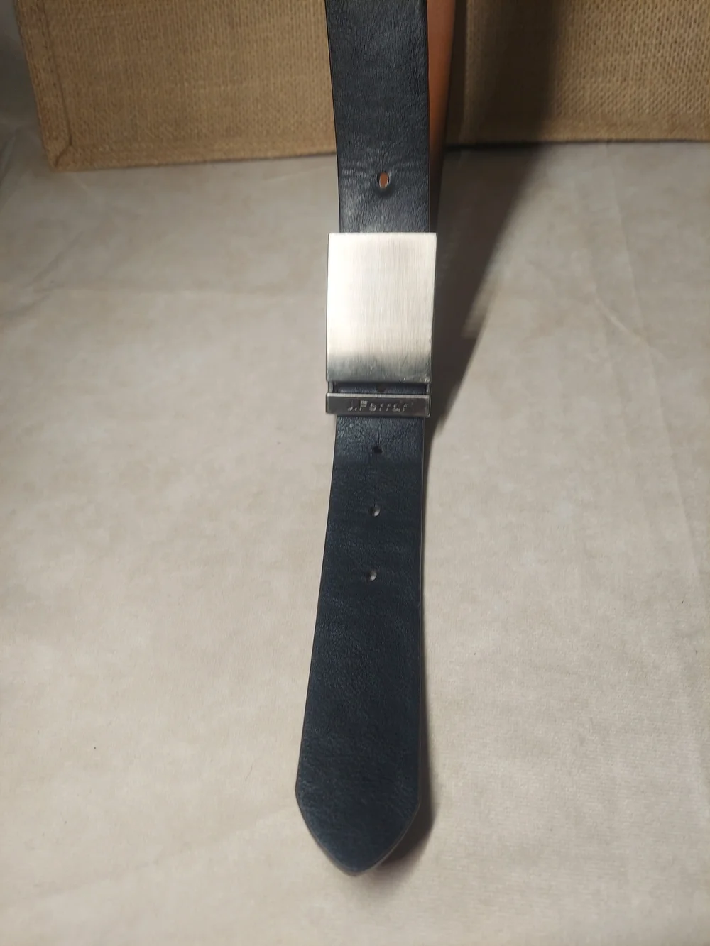 J. Ferrar Men's Black Faux Leather Belt - Size L (38-40) - Plaque Buckle